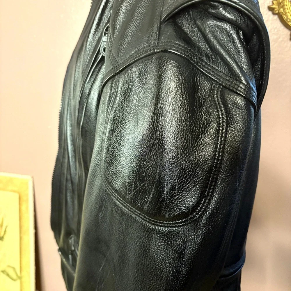 Harley-Davidson Women's XL Black Leather Motorcycle Jacket w/ Liner & Zip Pocket